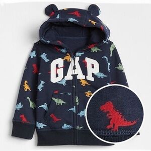 GAP Blue Dinosaur Zip Bear Hoodie 12-18 Months